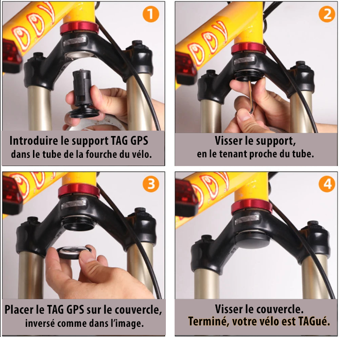 Fourche vélo pour TAG GPS